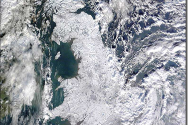 Frozen Britain as seen from space